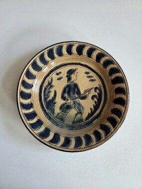 Vintage 1960s 1970s Handmade Hand painted Ceramic Wall Plate By Thomas Buxo.